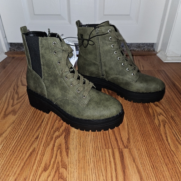 Indigo rd olive green combat boots - Picture 3 of 10